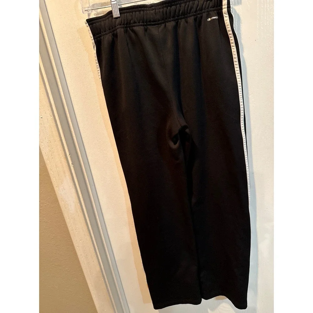Adidas Climawarm Track Pants Unisex L 14/16 Black White 3-Stripe Fleece Lined